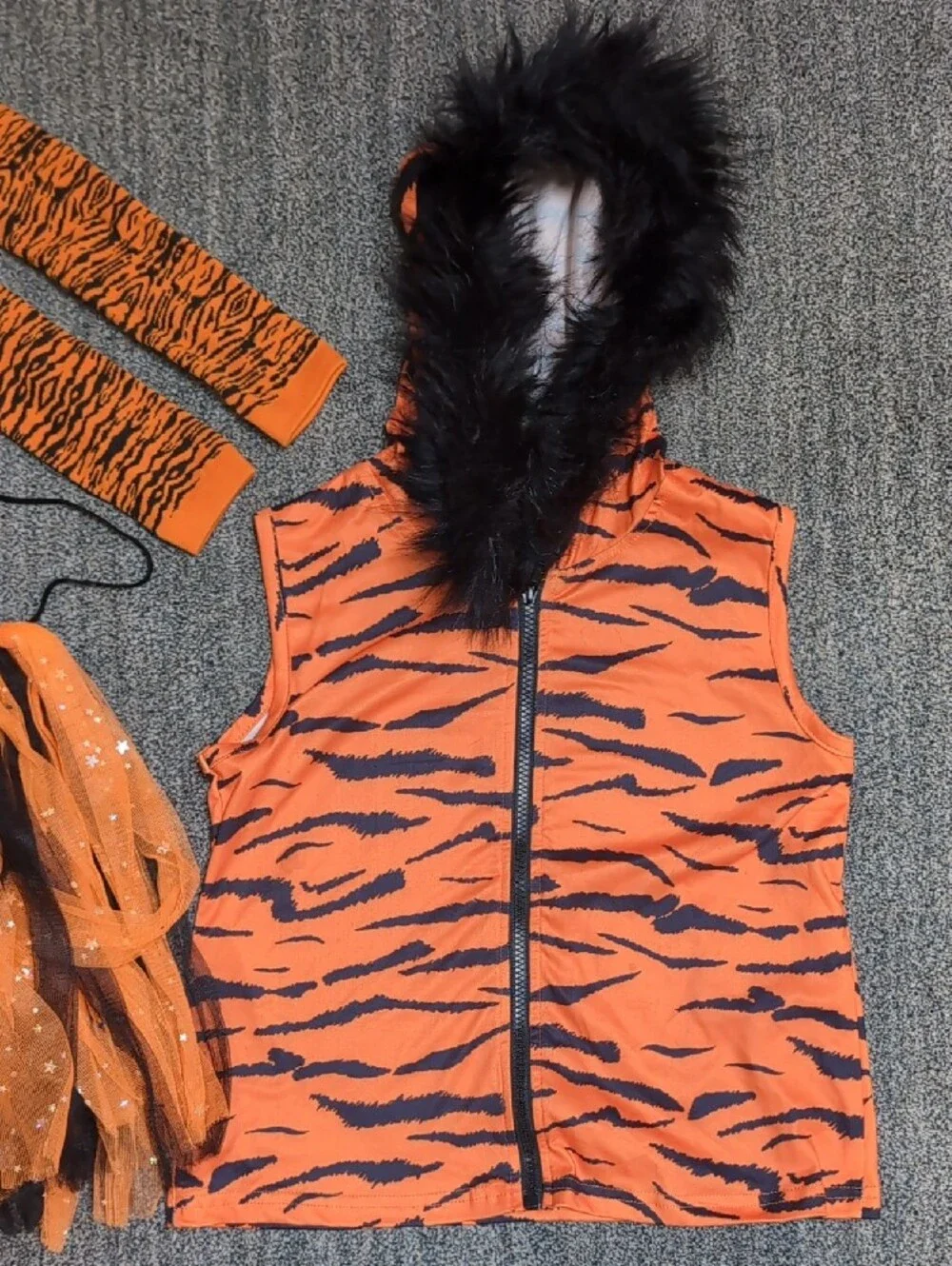 Sparkle In Pink Girls Orange Tiger Kids Costume Vest & Tutu Set 7/8